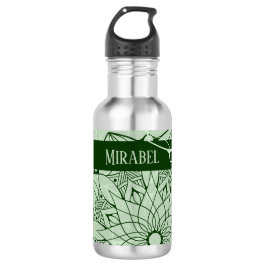 Botella de agua de manala verde monocroma personal