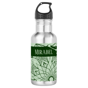 Botella de agua de manala verde monocroma personal