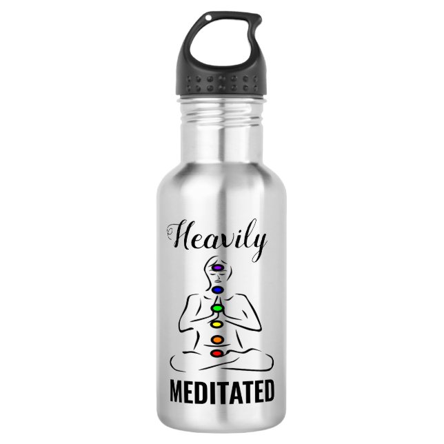 Botella de agua de Meditación de Chakra muy Medita (Anverso)