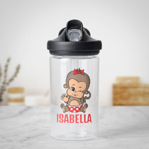 Botella de agua de mono lindo para niña - Guiñando