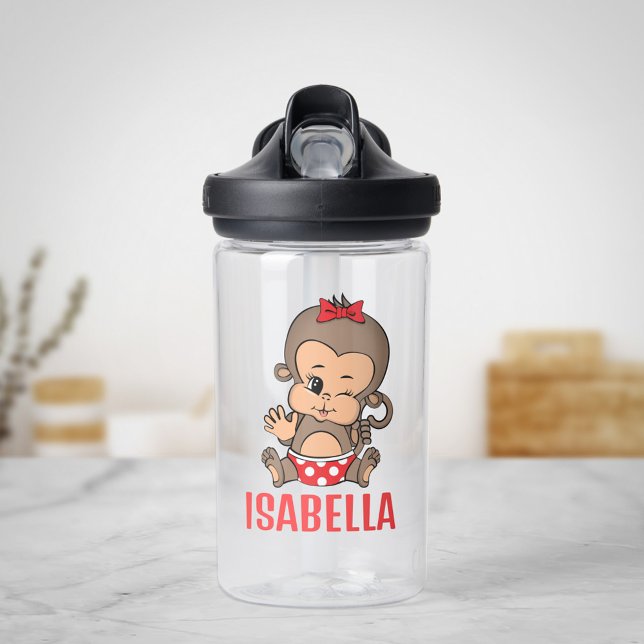 Botella de agua de mono lindo para niña - Guiñando (Subido por el creador)
