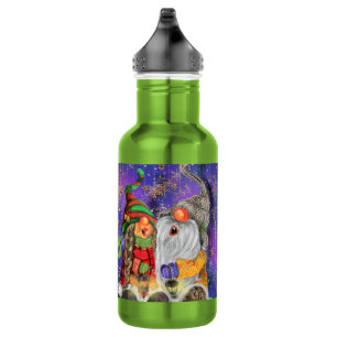 Botella de agua de Navidad Gnomo pareja cantando