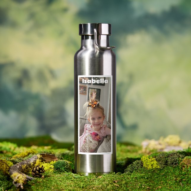 Botella de agua de nombre y foto personalizada (Exterior)
