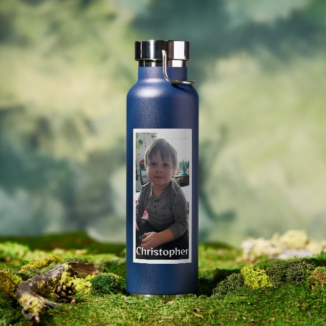 Botella de agua de nombre y foto personalizada (Exterior)
