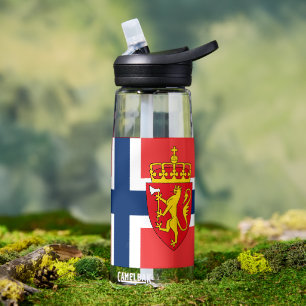 Botella de agua de Noruega, bandera noruega patrió