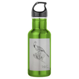 Botella de agua de pájaro cardenal