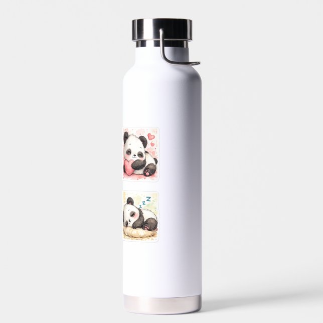 Botella de Agua de Panda con Acuarela Adorable (Izquierdo)