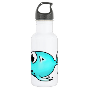 Botella de agua de peces azules