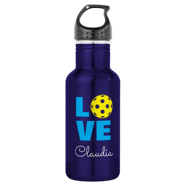 Botella de agua de pickleball LOVE con nombre pers (Anverso)