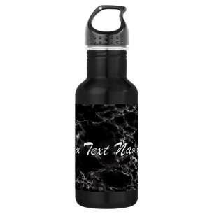 Botella de agua de piedra de mármol negro con text