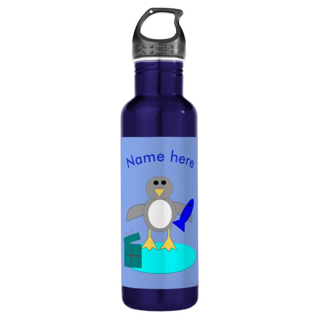 Botella de agua de pingüino de pesca de Navidad fe (Anverso)