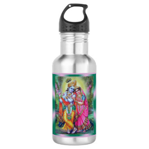 Botella de agua de Radha y de Krishna