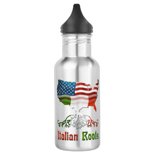 Botella de agua de raíces italianas americanas
