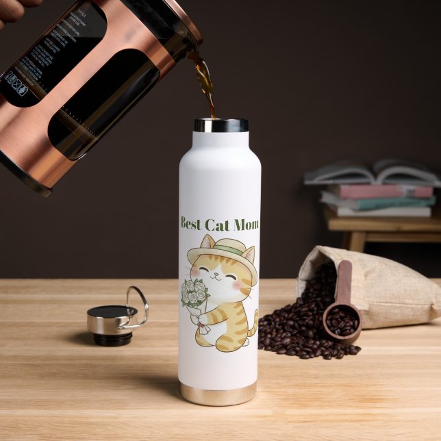 Botella de agua de ramo de rosa de verano de jardi (Café (girado))