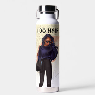 Botella de agua de salón de pelo rosa dorado Faux