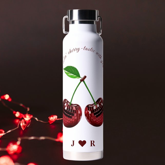 Botella de agua de San Valentín, con código de cer (Custom Cherry Coded Valentine's Water Bottle)