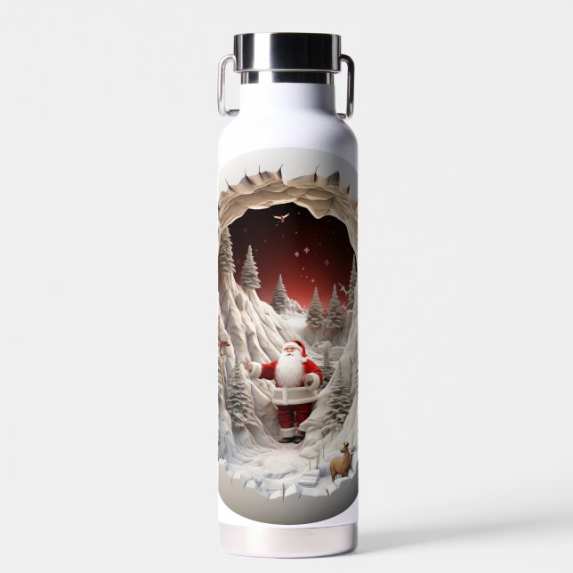 Botella de agua de Santa Claus Navidades 3D (Delantero)
