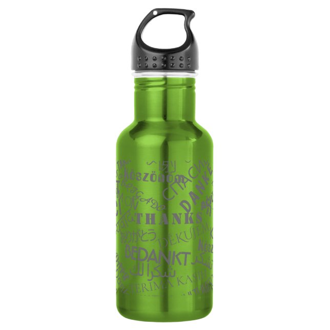 Botella de Agua de Texto de Agradecimiento Multili (Anverso)