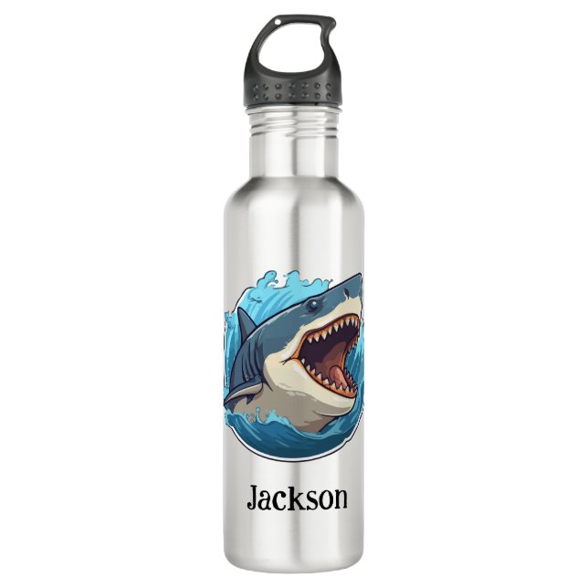 Botella de agua de tiburón personalizada (Anverso)