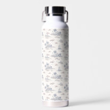 Botella de agua de Toile Francés Costero Azul