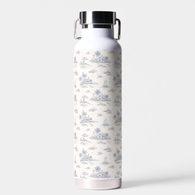 Botella de agua de Toile Francés Costero Azul (Delantero)