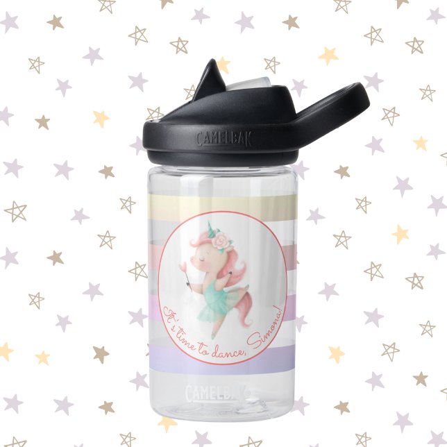 Botella de agua de Unicornio Fiesta de danza (Personalized Unicorn Dance Party Water Bottle)