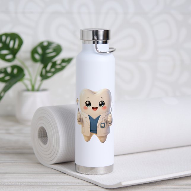 Botella de agua de vacío con personaje de diente d (Yoga (girado))