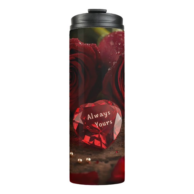Botella de agua de viaje aislada Rosa Roja Románti (Anverso)
