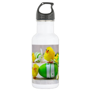 Botella De Agua Decoración de Pascua - Huevo de Pascua y pollitos