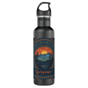 Botella De Agua Dedo Sunset Dot Personalizado Vintage Wilderness