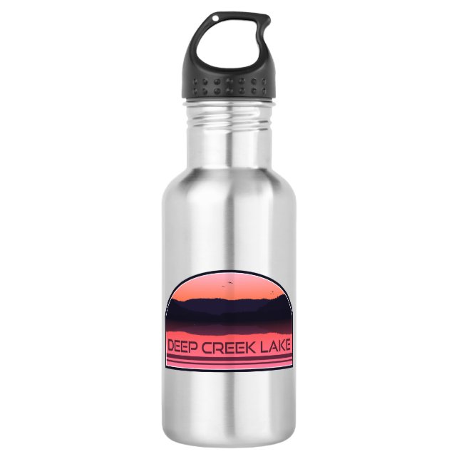 Botella De Agua Deep Creek Lake Maryland Red Sunrise (Anverso)