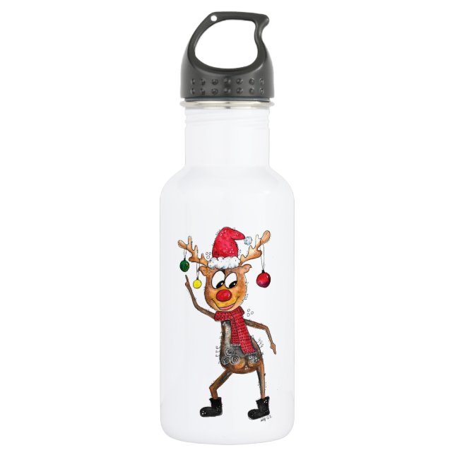 Botella De Agua Deer de Navidades de danza caprichoso (Anverso)