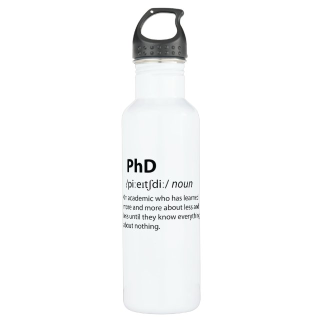 Botella De Agua Definición de diccionario divertida de PhD (Anverso)