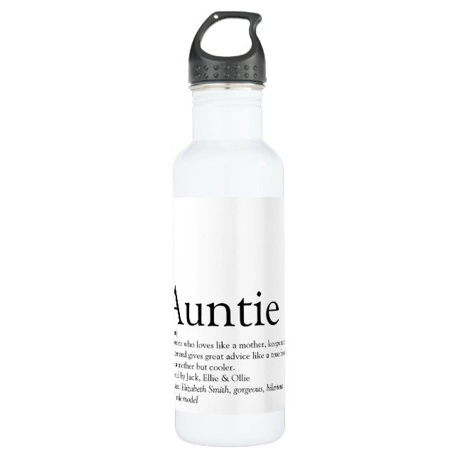 Botella De Agua Definición moderna de tía negra y blanca (Anverso)