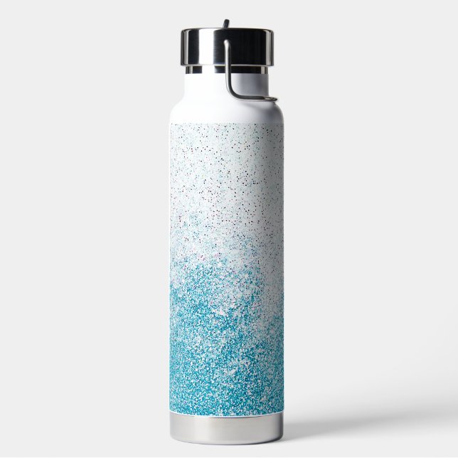 Botella De Agua Degradado de brillo azul y blanco (Izquierda)