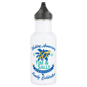 Botella de agua del 50 aniversario de Tim & Sally