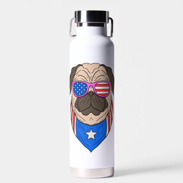 Botella de agua del Bulldog de la bandera estadoun (Delantero)