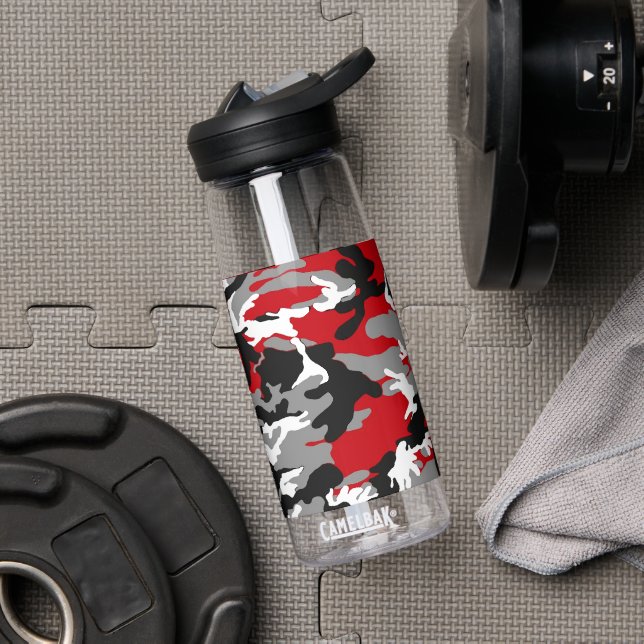 Botella de agua del Camo Blanco Rojo Camelbak (Gimnasio)