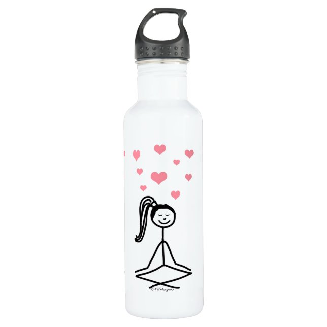 Botella de agua del chica de la yoga, 24oz (Anverso)