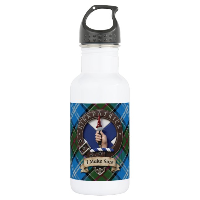 Botella de agua del clan Kirkpatrick - 16oz Blanca (Anverso)