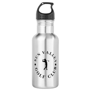 Botella de agua del club de golf con tipografía