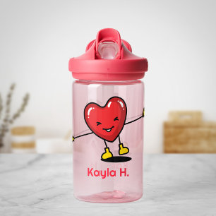 Botella de agua del corazón feliz