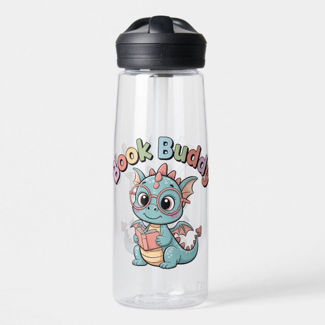 Botella de agua del dragón leyendo amigo del libro (Delante)