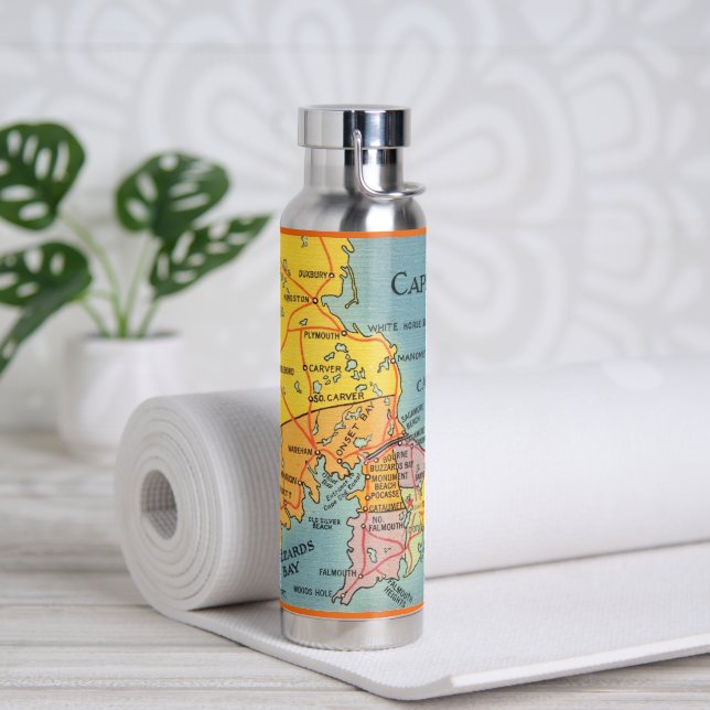 Botella de agua del mapa de Cape Cod Mass (Yoga (girado))
