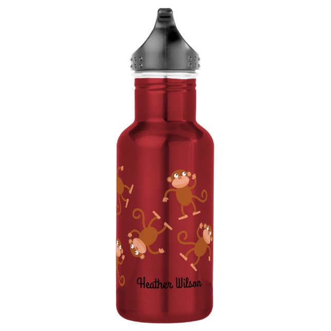 Botella de agua del mono para niños con nombre (Derecha)