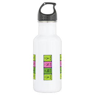 Botella de agua del nombre de la tabla periódica