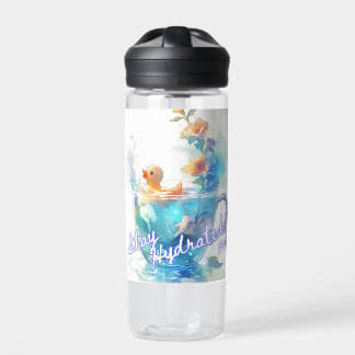 Botella de agua del pato de caucho hidratada