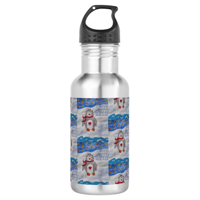 Botella de agua del pingüino de nieve de invierno (Anverso)