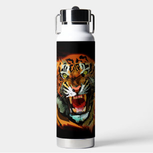 Botella de agua del tigre rugiente feroz Vida silv