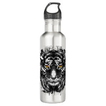 Botella de agua del tigre | Tigre blanco y negro